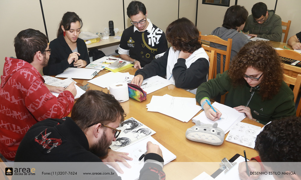 Foto da aula de Desenho estilo mang&aacute;.