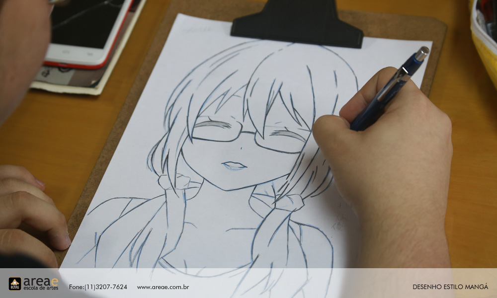Foto da aula de Desenho estilo mang&aacute;.
